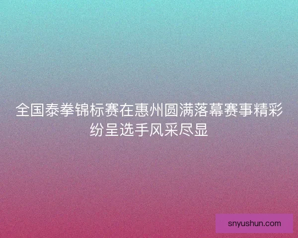 全国泰拳锦标赛在惠州圆满落幕赛事精彩纷呈选手风采尽显