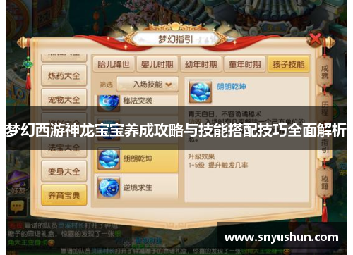 梦幻西游神龙宝宝养成攻略与技能搭配技巧全面解析