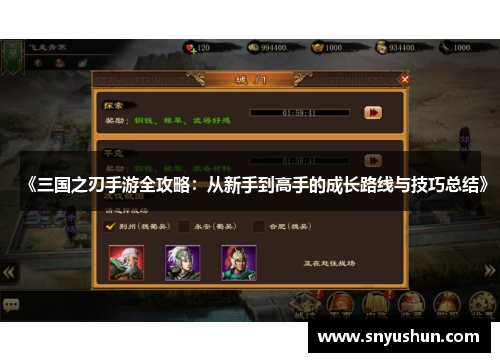 《三国之刃手游全攻略:从新手到高手的成长路线与技巧总结》